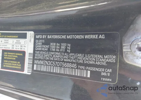 2013 Mini Convertible Cooper z USA, uszkodzony, nr VIN WMWZN3C57DT568846